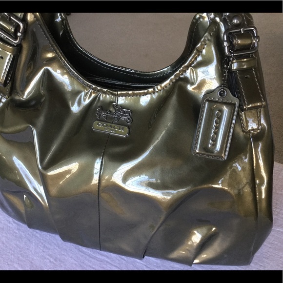 Coach Patent Leather Edie Shoulder Bag, Dark Green - Picture 3 of 11